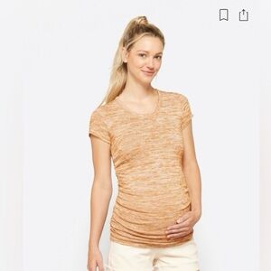 Market & Spruce Alma Heathered Orange Maternity Top